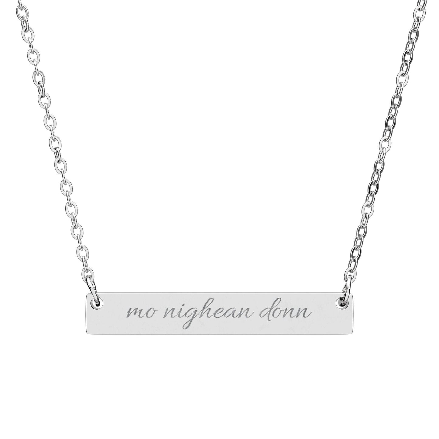 Outlander Necklace, Mo Nighean Donn Engraved Necklace Gaelic Love Quote Jewelry