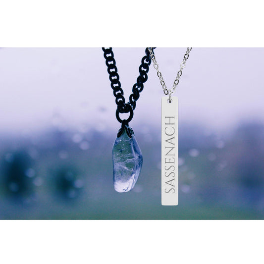 Engraved Sassenach Vertical Bar Necklace, Outlander Pendant