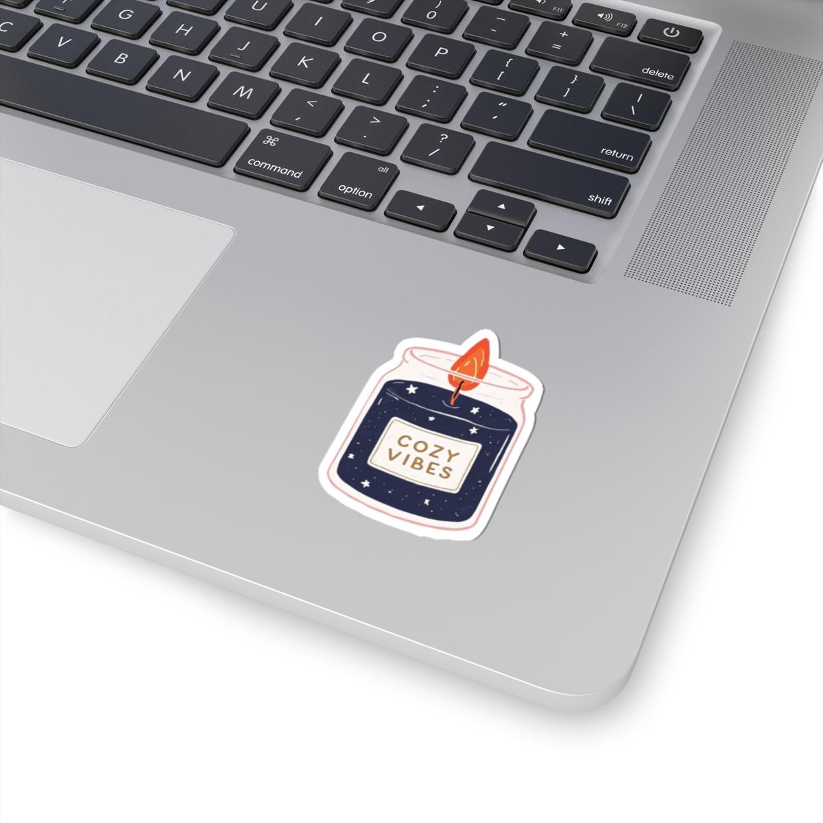 Cozy Vibes Candle Sticker, Hygge Aesthetic Vinyl Decal for Journals, Planners, Water Bottles & Laptops