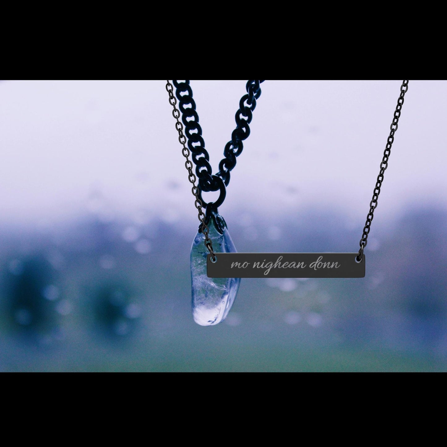 Outlander Necklace, Mo Nighean Donn Engraved Necklace Gaelic Love Quote Jewelry