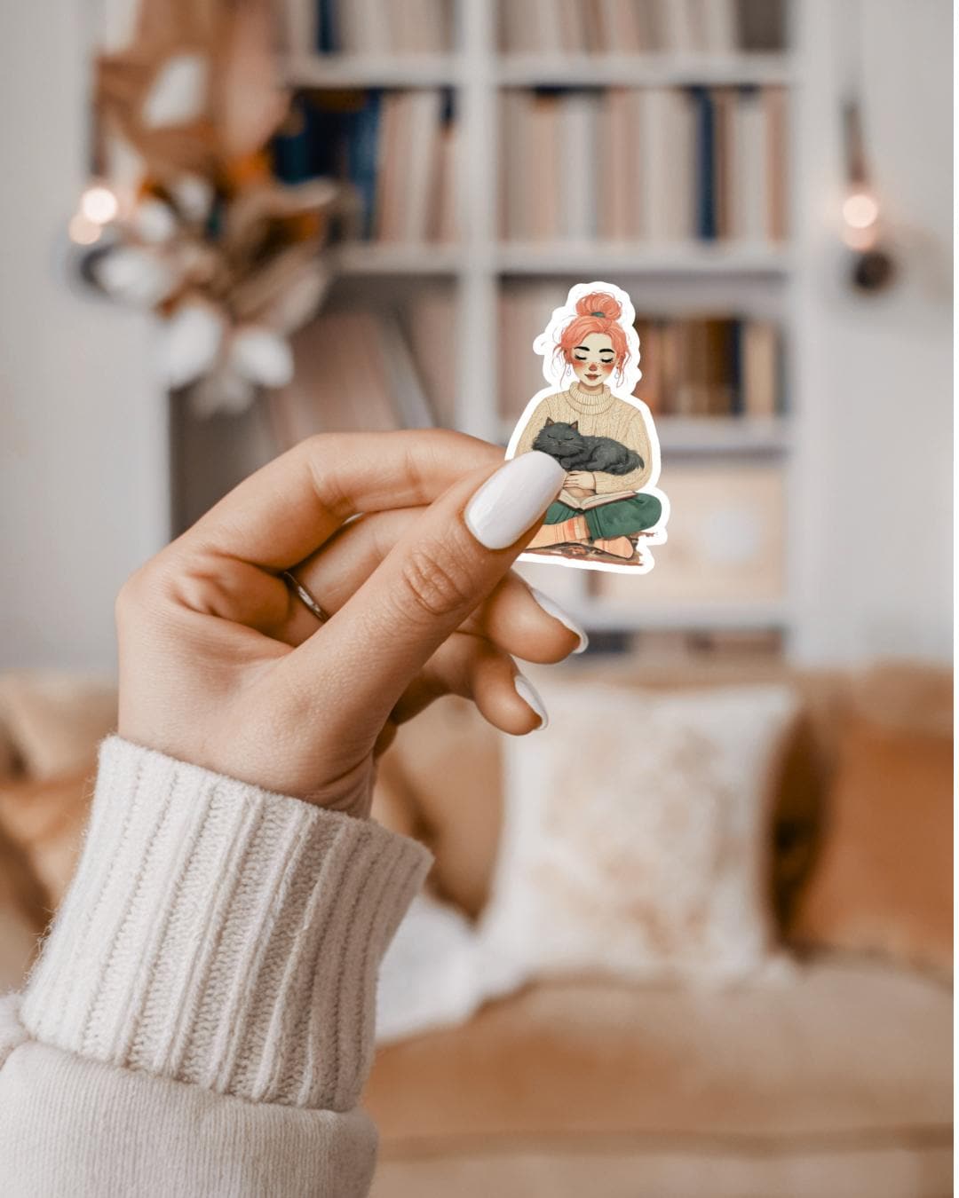Girl Reading Vinyl Sticker: Book Lover Decal