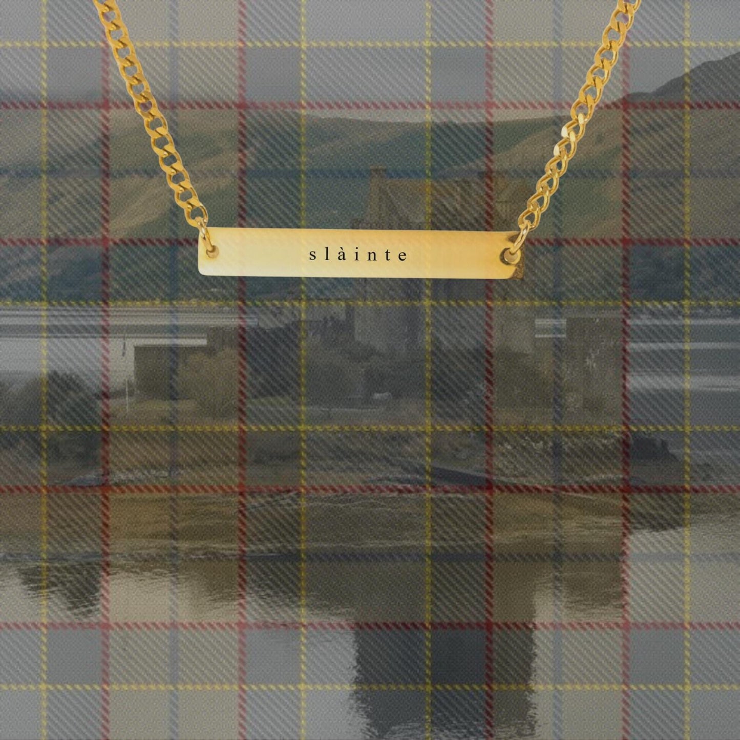 Slàinte Necklace |  Cuban Bar Chain | Customizable Celtic Jewelry