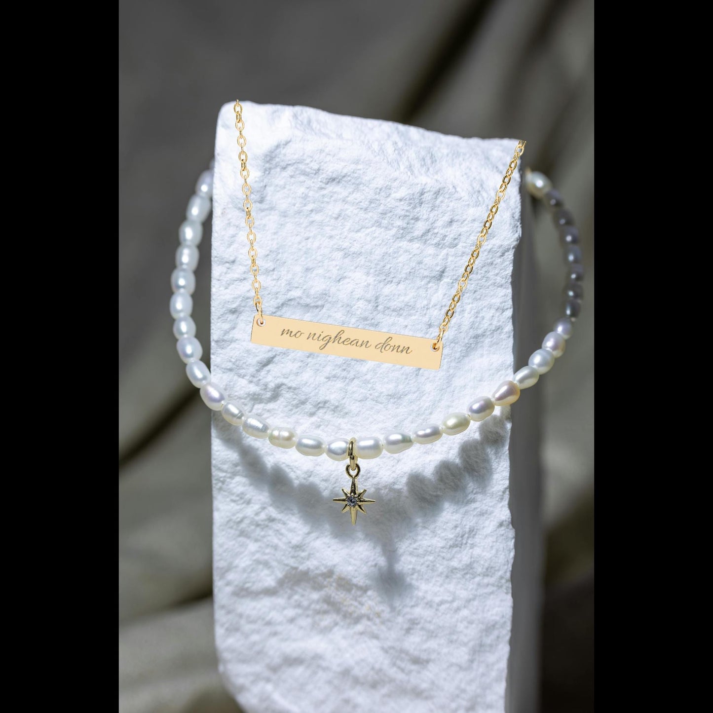Outlander Necklace, Mo Nighean Donn Engraved Necklace Gaelic Love Quote Jewelry