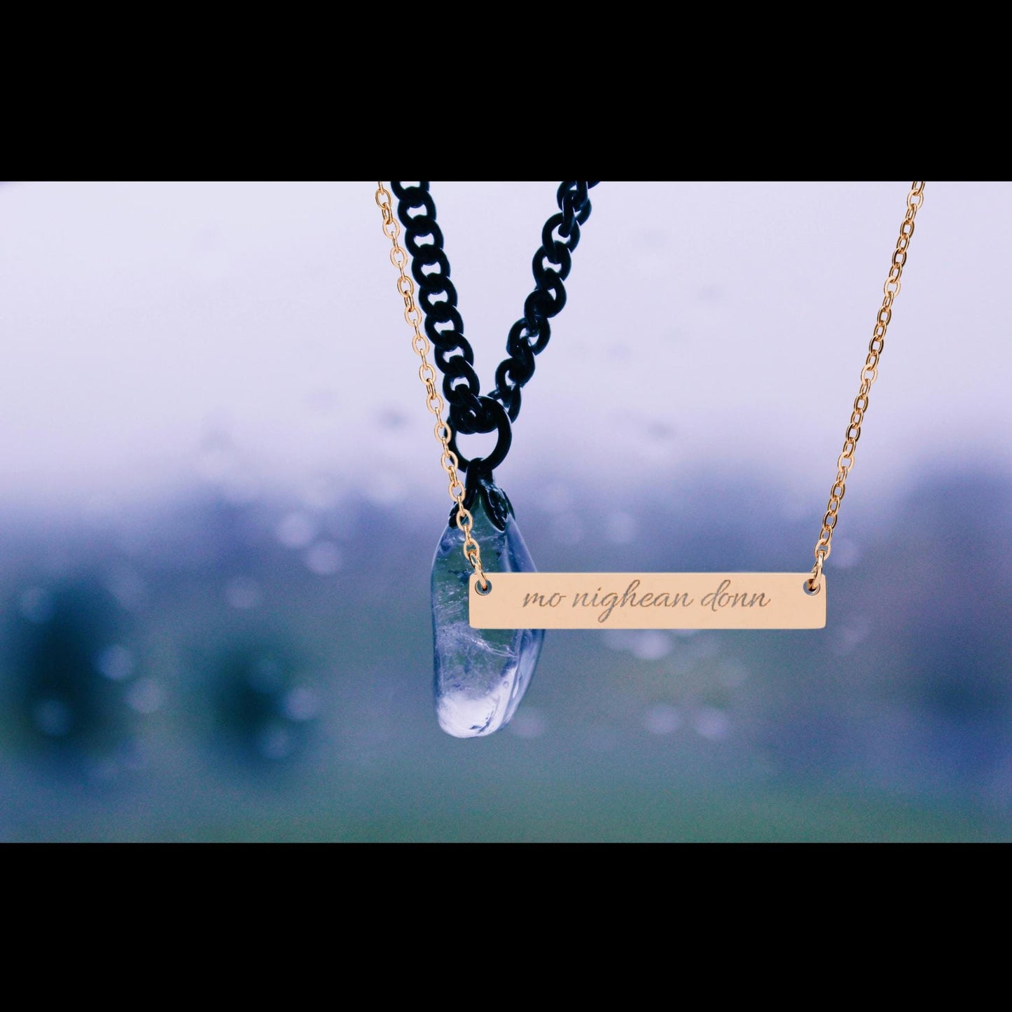 Outlander Necklace, Mo Nighean Donn Engraved Necklace Gaelic Love Quote Jewelry