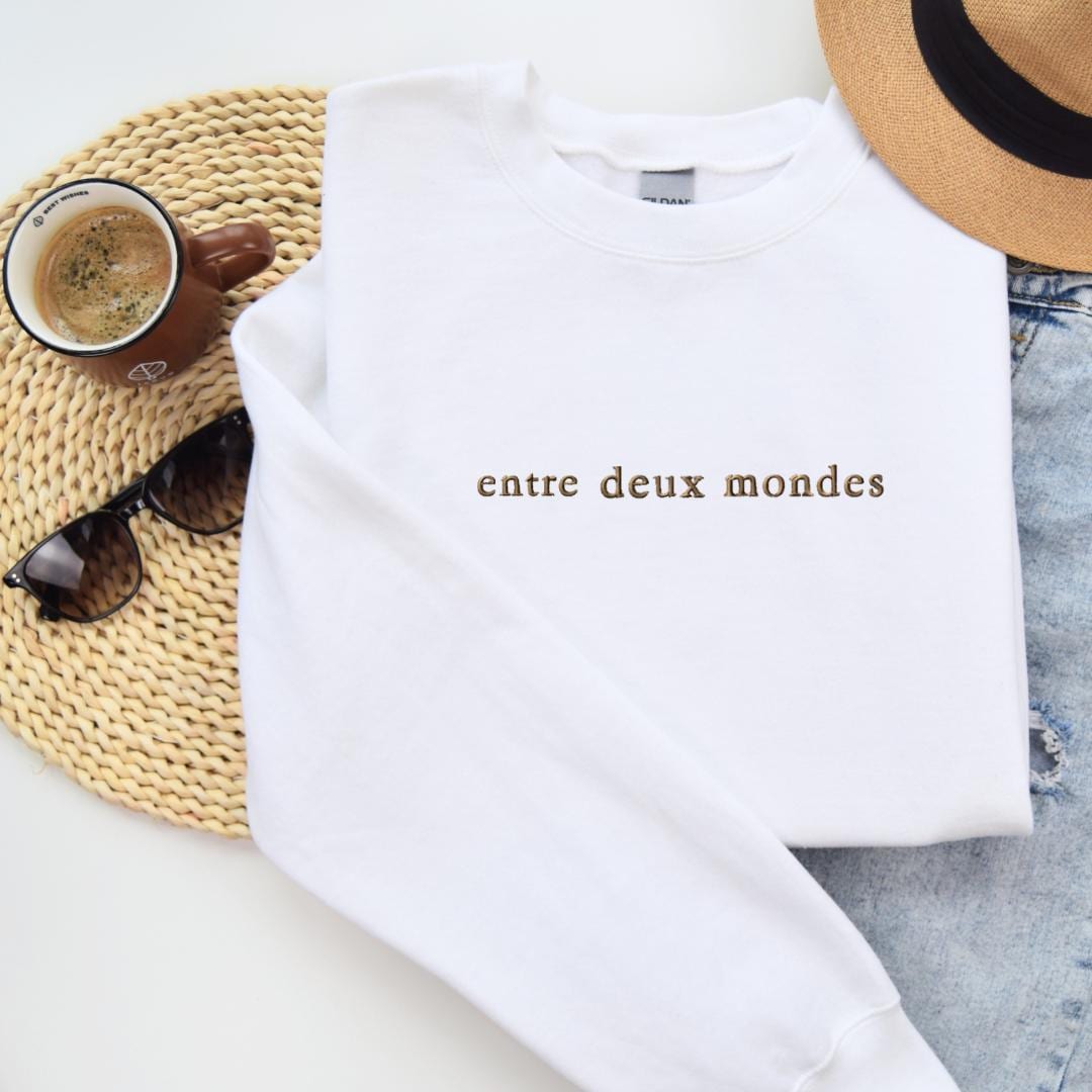 Embroidered Sweatshirt: Fantasy 'Entre Deux Mondes' Crewneck
