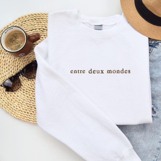 Embroidered Sweatshirt: Fantasy 'Entre Deux Mondes' Crewneck