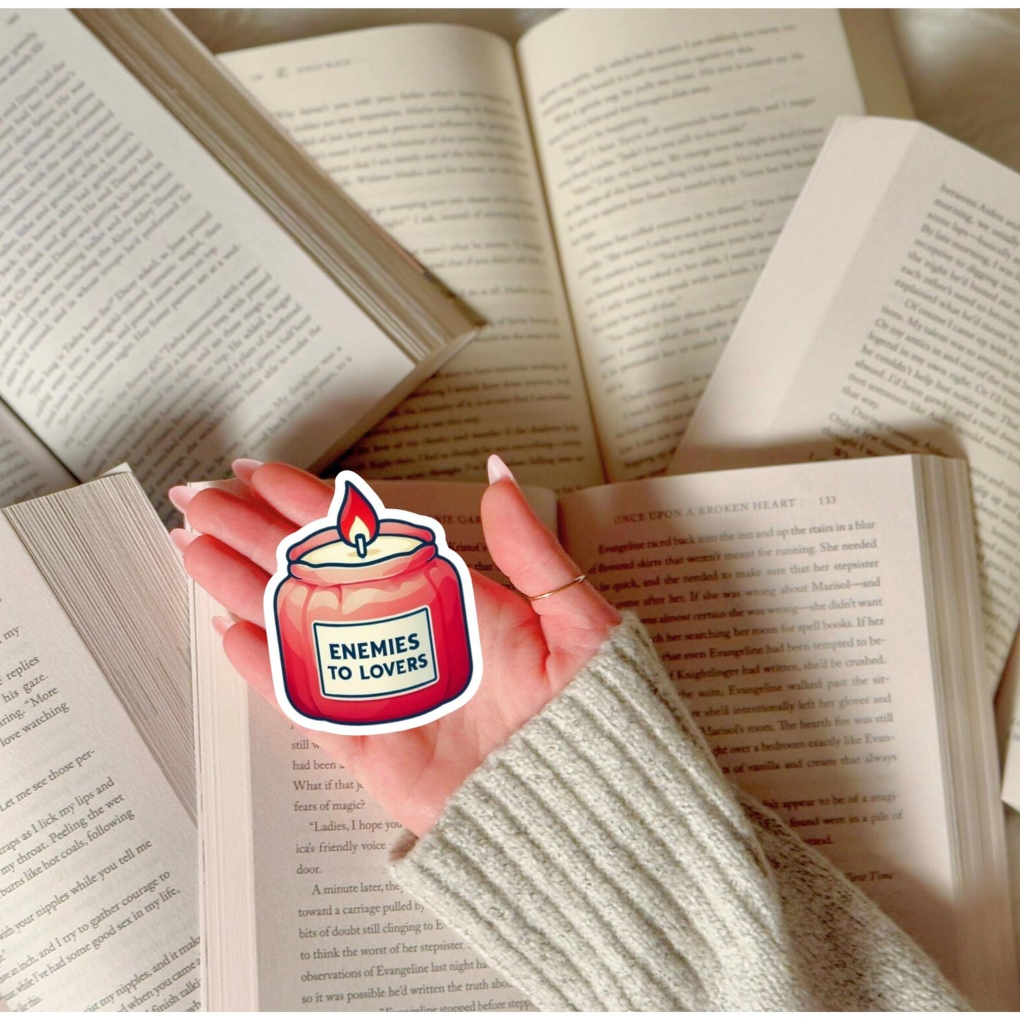 Enemies to Lovers Candle Sticker, Booktok Romance Trope Vinyl Decal