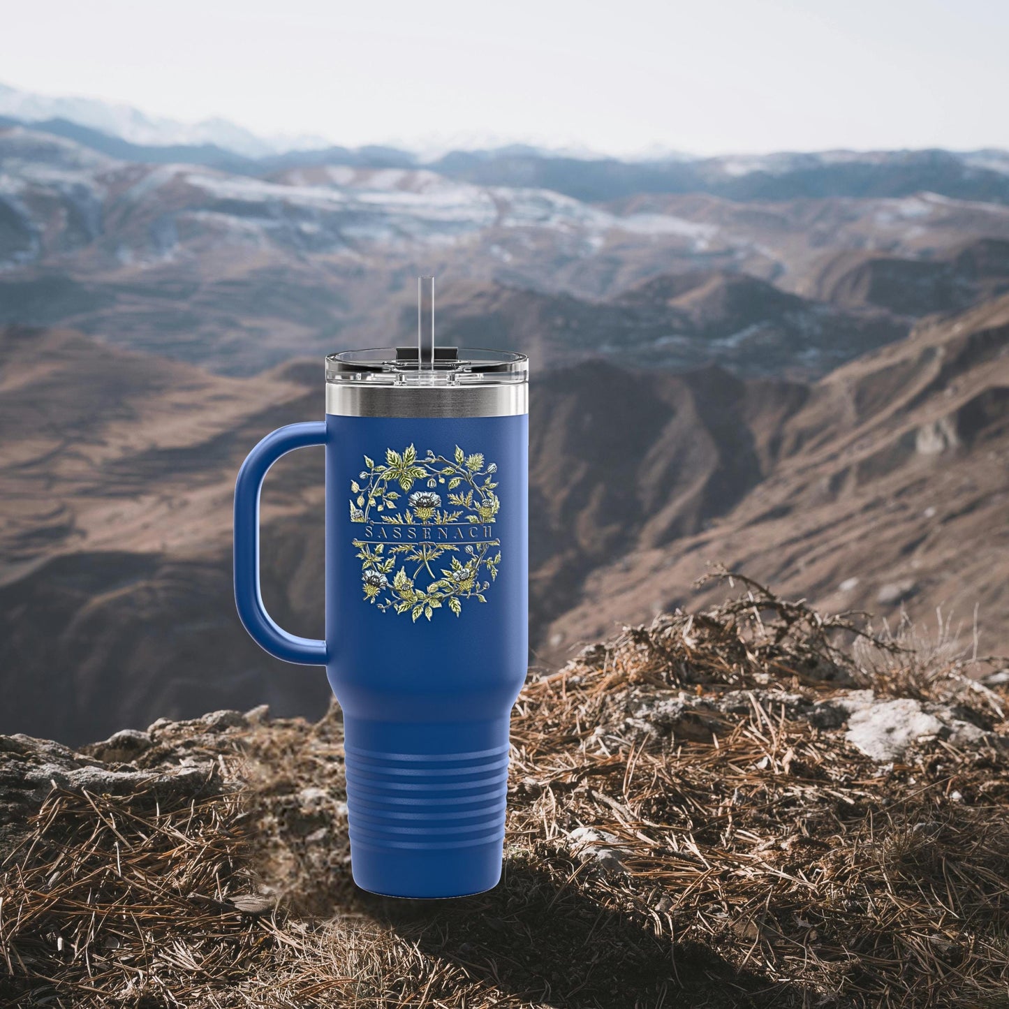 Sassenach Floral Insulated Tumbler, Scottish Highlands Mug, 40oz