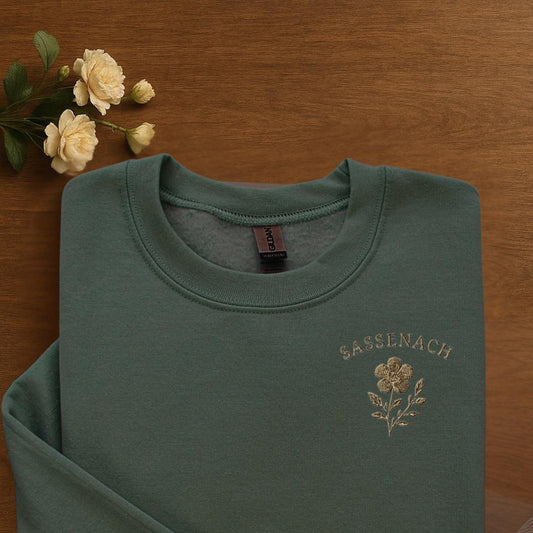 Embroidered Sassenach Sweatshirt | Outlander-Inspired Cozy Crewneck | Embroidered Outlander Jumper