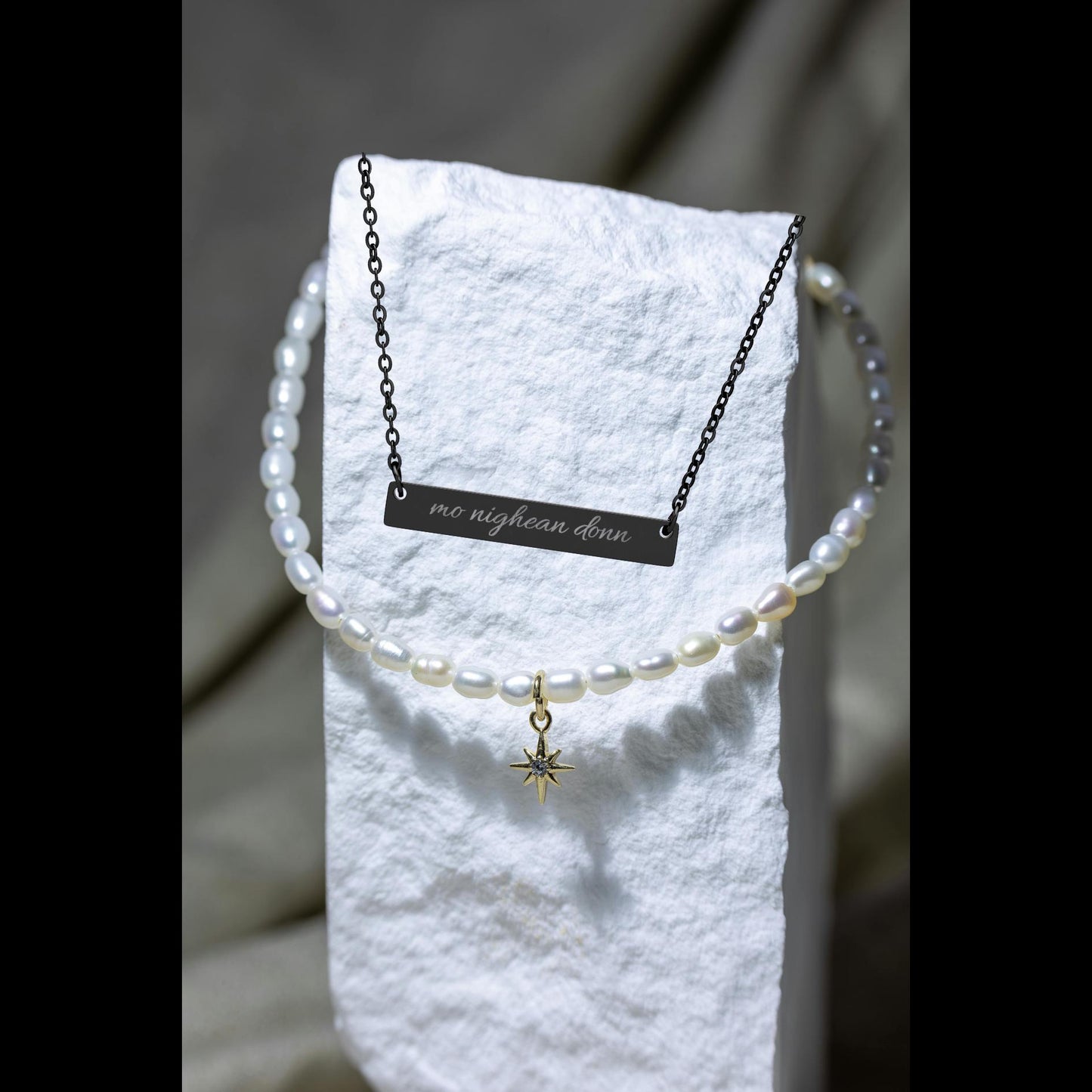 Outlander Necklace, Mo Nighean Donn Engraved Necklace Gaelic Love Quote Jewelry