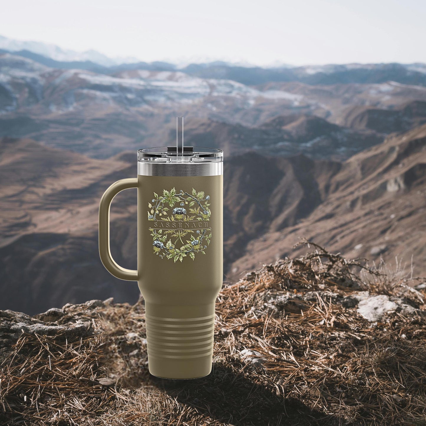 Sassenach Floral Insulated Tumbler, Scottish Highlands Mug, 40oz