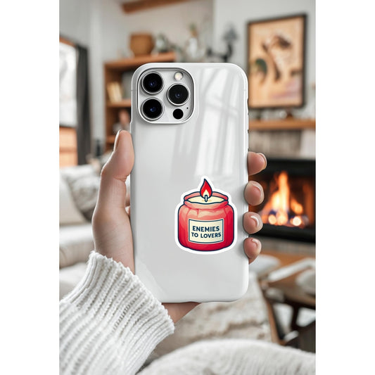 Enemies to Lovers Candle Sticker, Booktok Romance Trope Vinyl Decal