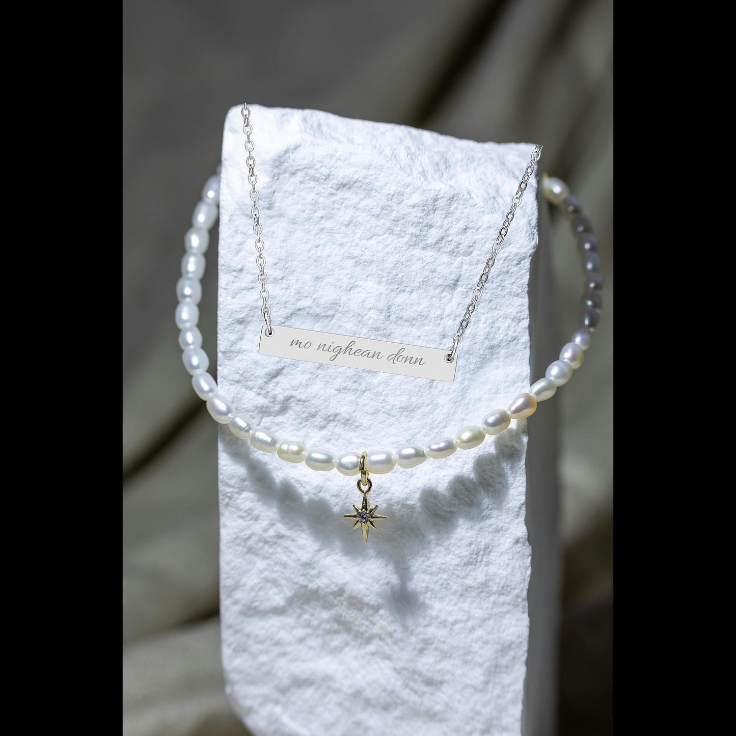 Outlander Necklace, Mo Nighean Donn Engraved Necklace Gaelic Love Quote Jewelry