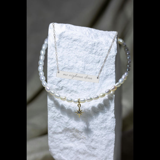 Outlander Necklace, Mo Nighean Donn Engraved Necklace Gaelic Love Quote Jewelry