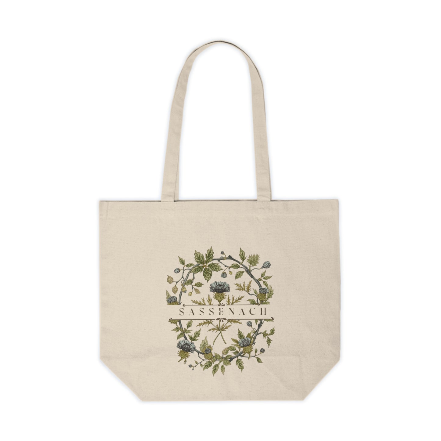 Outlander Tote Bag,  Sassenach Tote, Reusable Eco-Friendly Market Bag with Hand-Painted Flowers