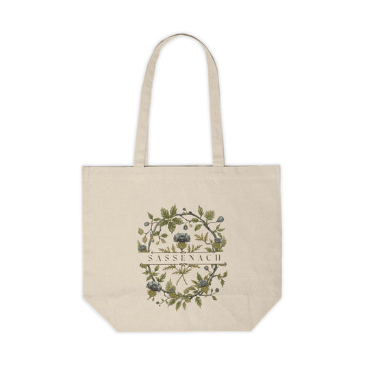 Outlander Tote Bag,  Sassenach Tote, Reusable Eco-Friendly Market Bag with Hand-Painted Flowers