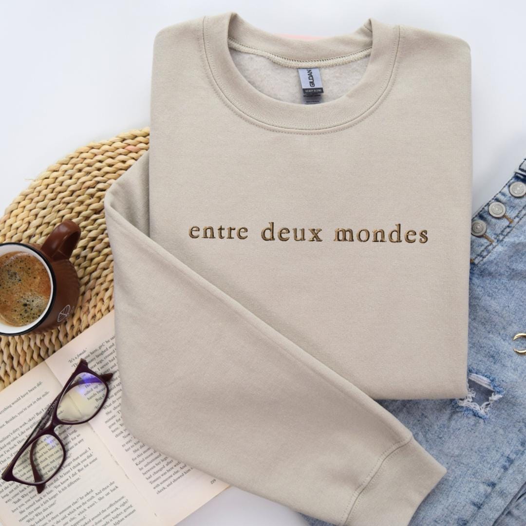 Embroidered Sweatshirt: Fantasy 'Entre Deux Mondes' Crewneck