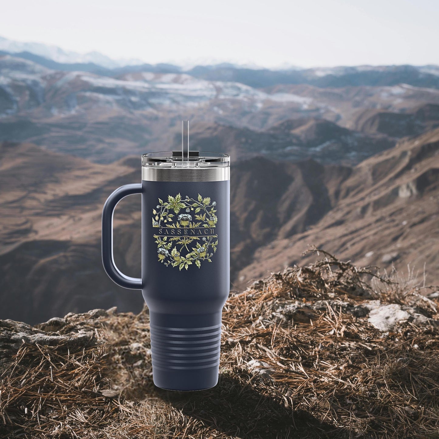 Sassenach Floral Insulated Tumbler, Scottish Highlands Mug, 40oz