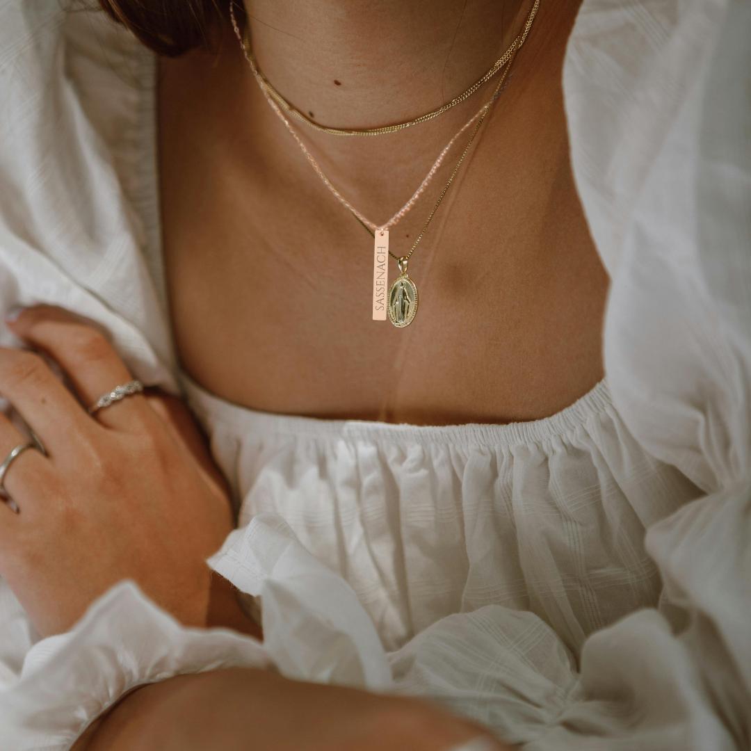 Engraved Sassenach Vertical Bar Necklace, Outlander Pendant
