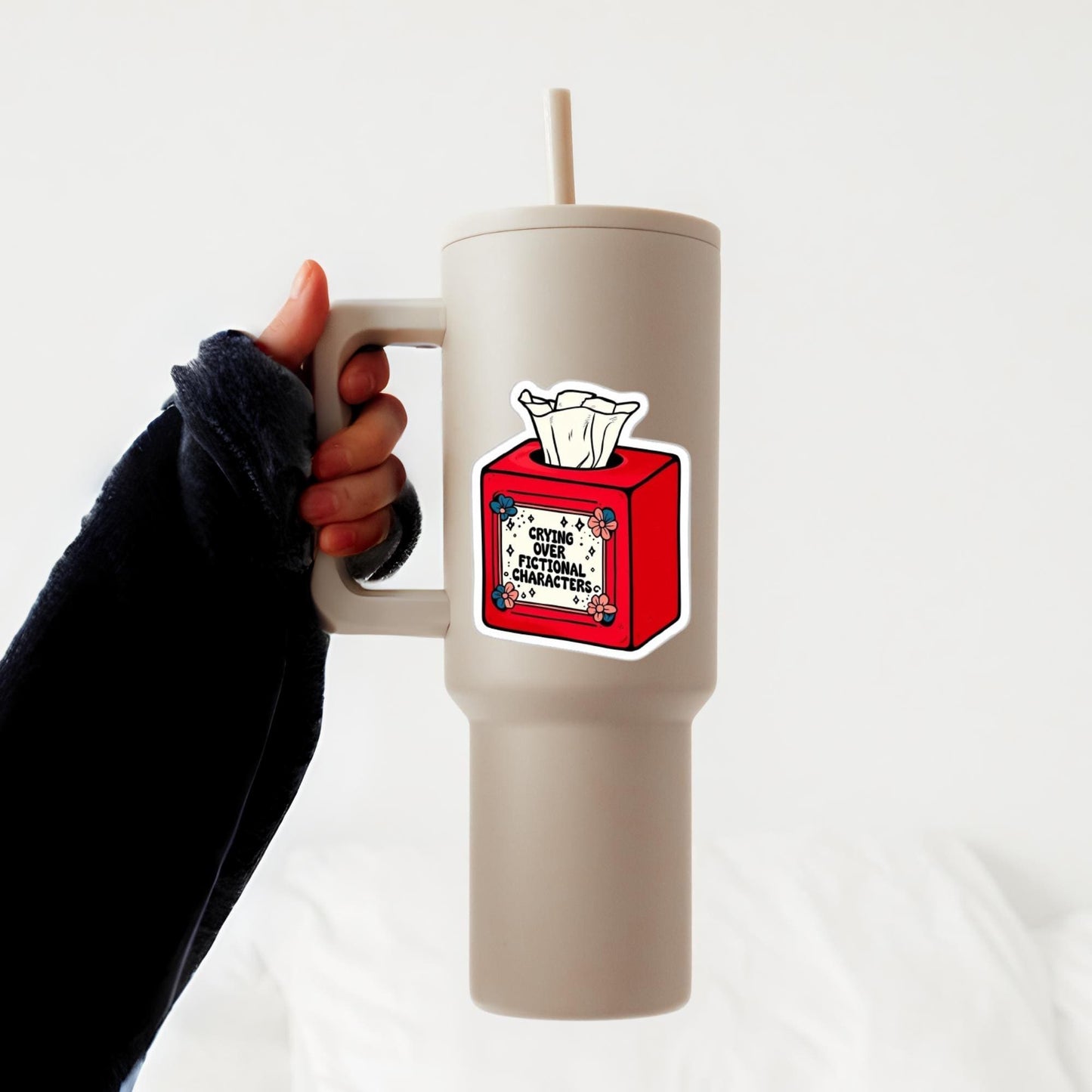 Crying Over Fictional Characters Tissue Box Sticker: Fandom Fan Vinyl Decal