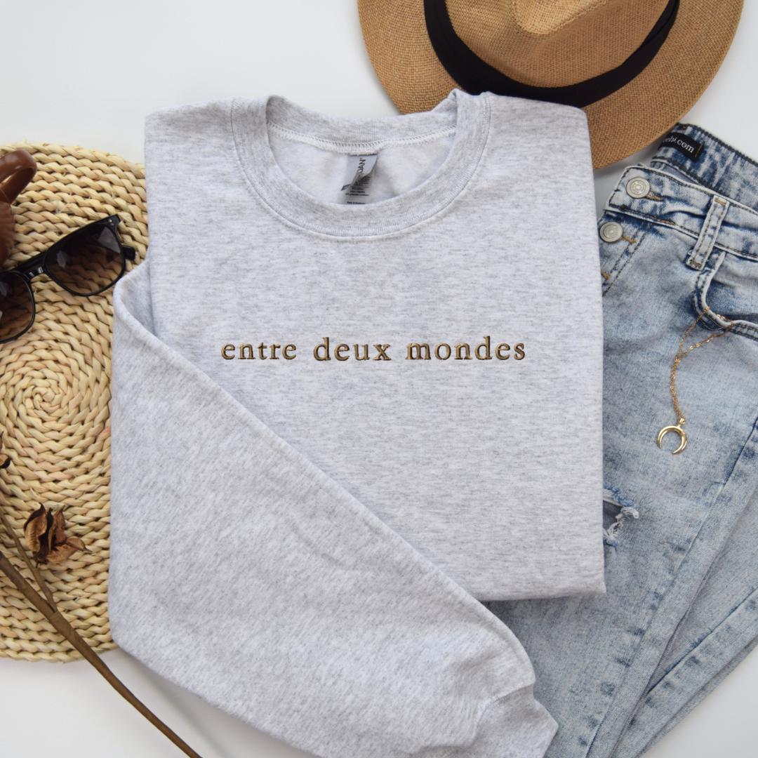 Embroidered Sweatshirt: Fantasy 'Entre Deux Mondes' Crewneck