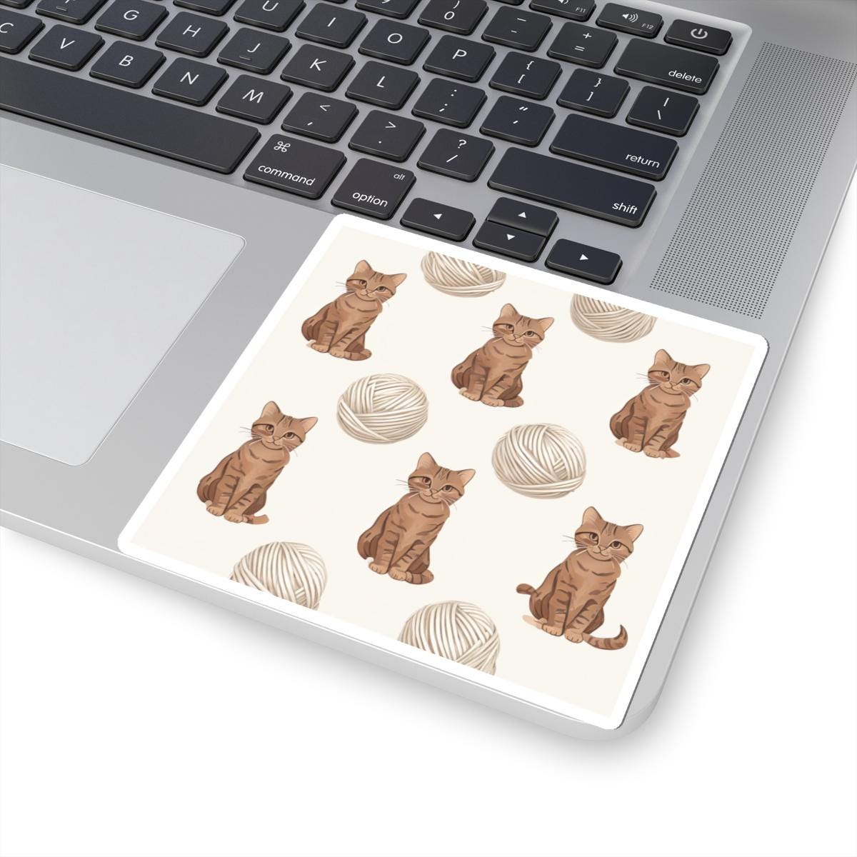 Kitten with Yarn Sticker, Cute Cat Vinyl Decal for Laptop, Notebook, Water Bottle - Cozy Whimsical Gift, Cat Lover, Knitter, Playful Feline,