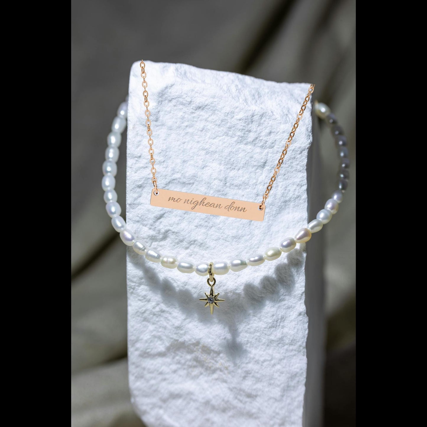 Outlander Necklace, Mo Nighean Donn Engraved Necklace Gaelic Love Quote Jewelry