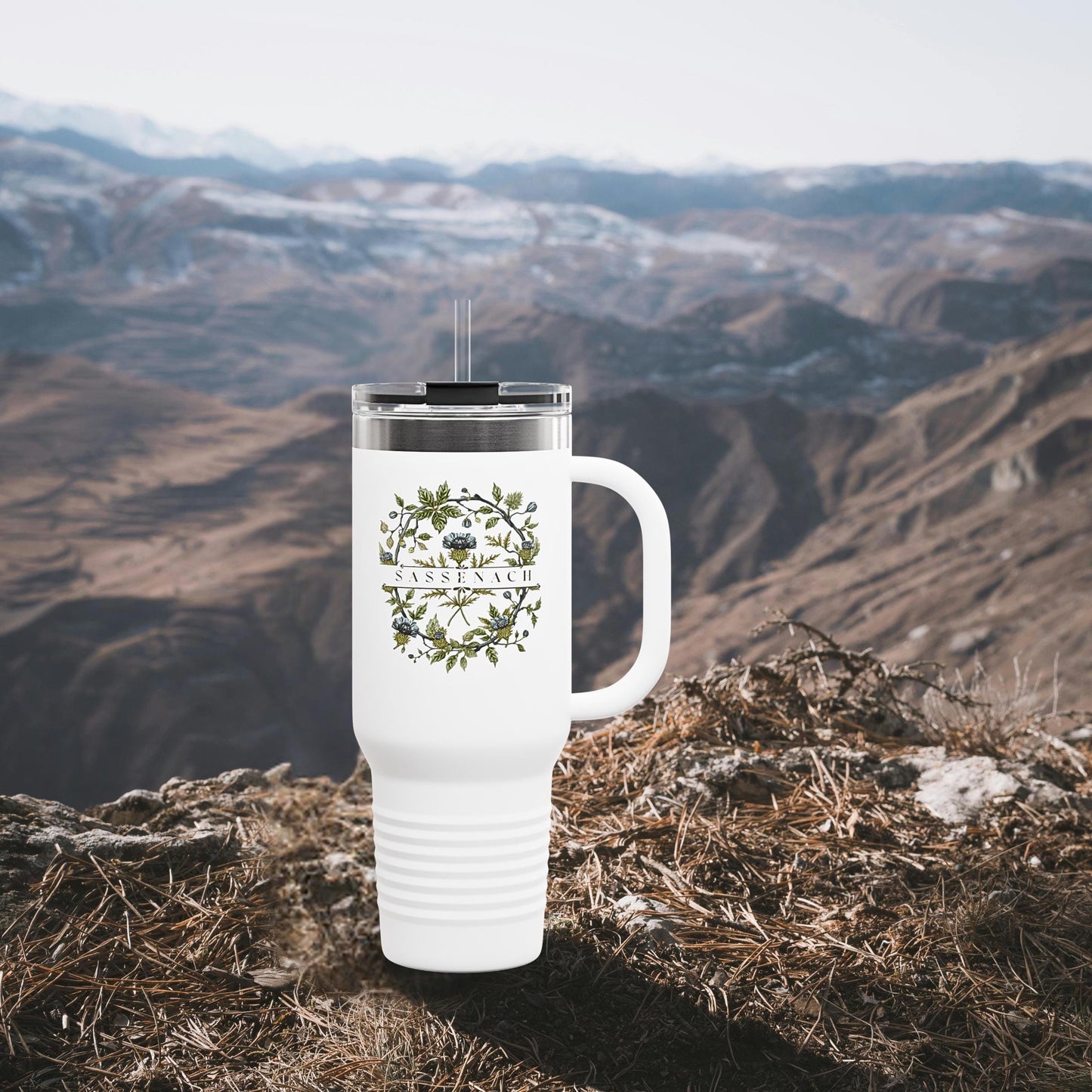 Sassenach Floral Insulated Tumbler, Scottish Highlands Mug, 40oz
