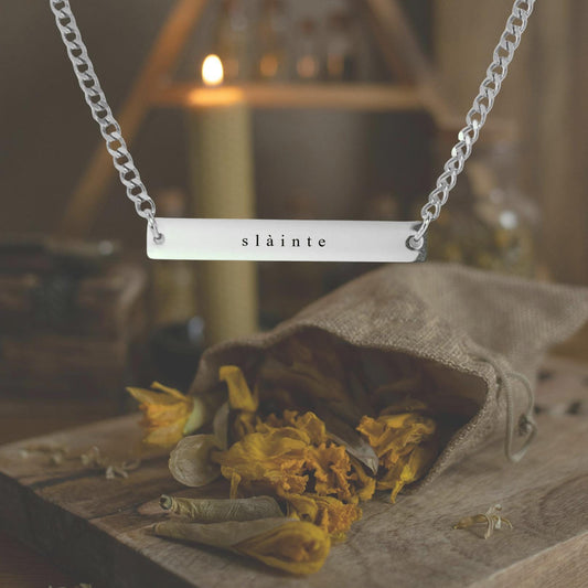Slàinte Necklace |  Cuban Bar Chain | Customizable Celtic Jewelry