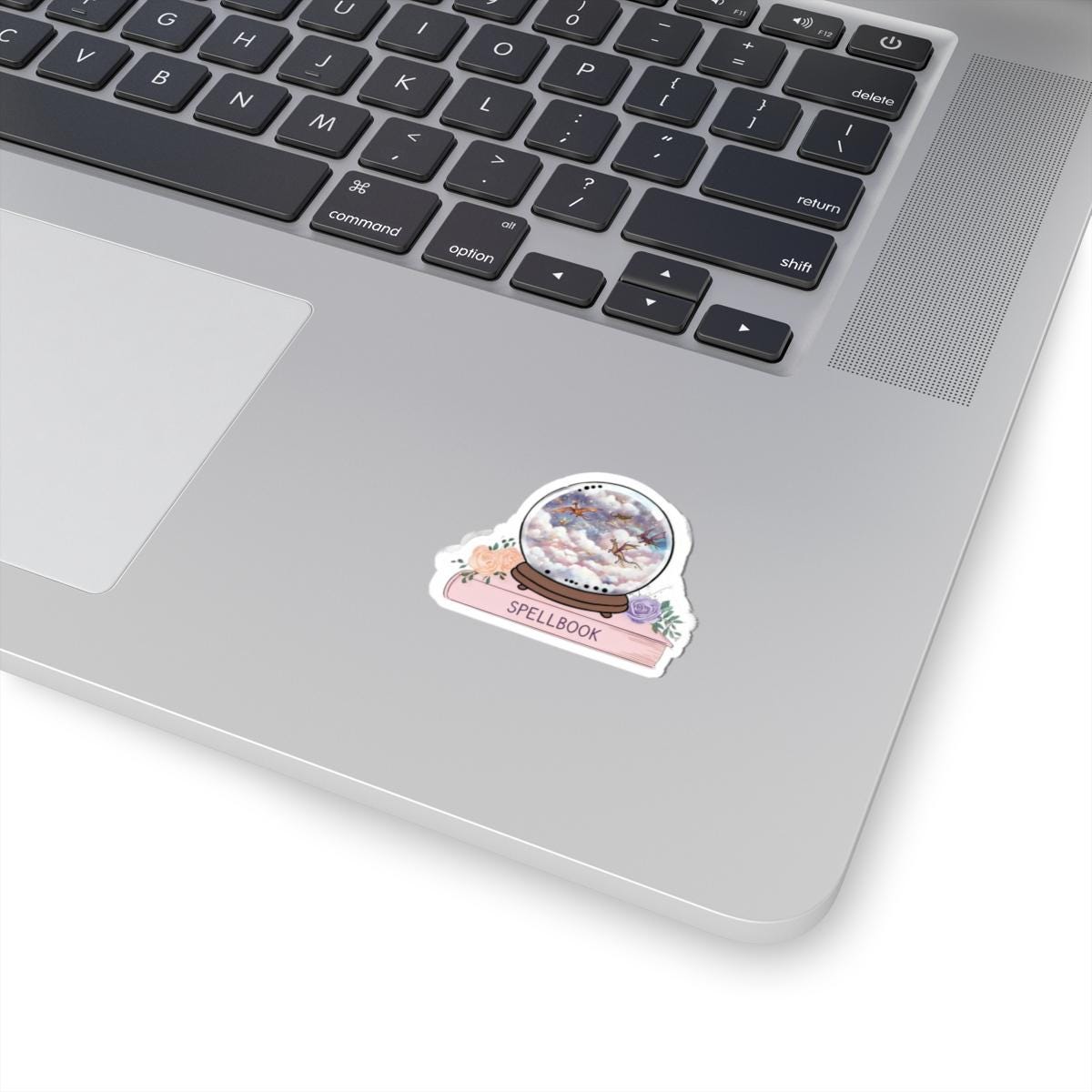 Pink Spell Book Snow Globe Dragon Sticker, Witchy Fantasy Decal
