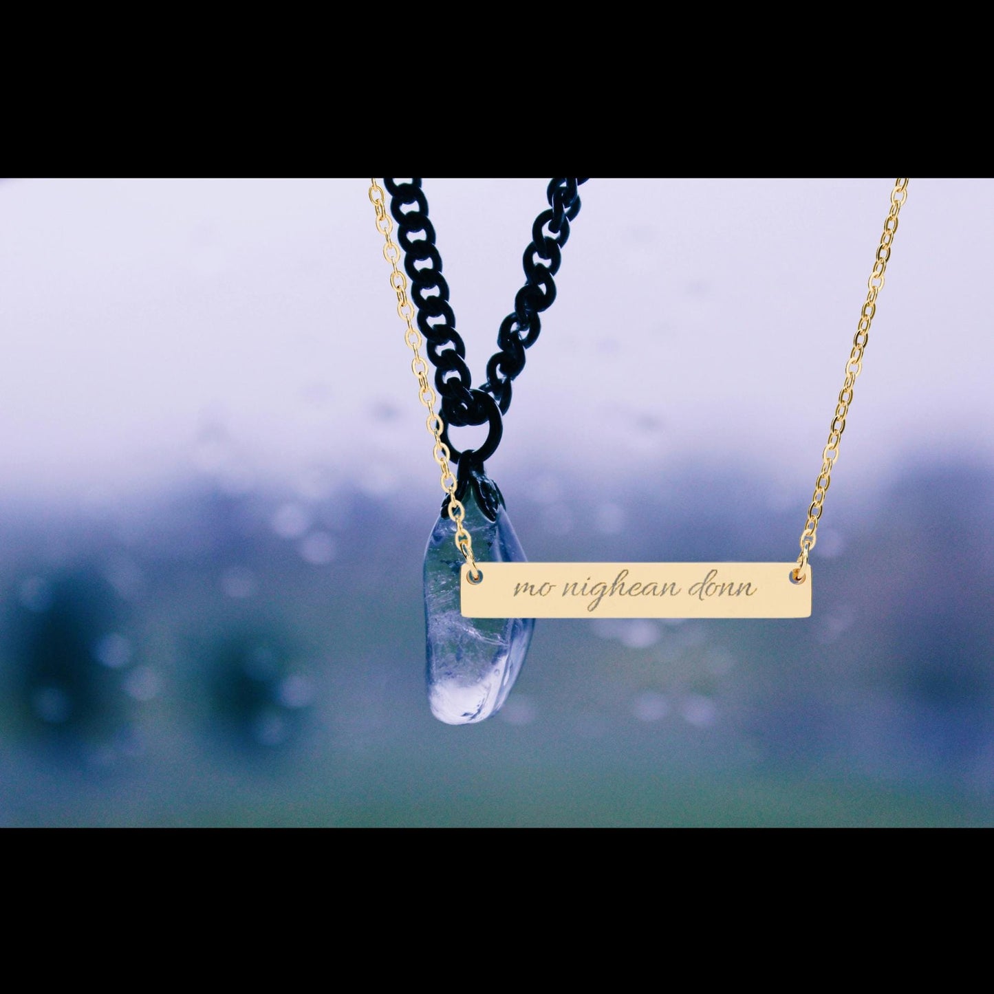 Outlander Necklace, Mo Nighean Donn Engraved Necklace Gaelic Love Quote Jewelry
