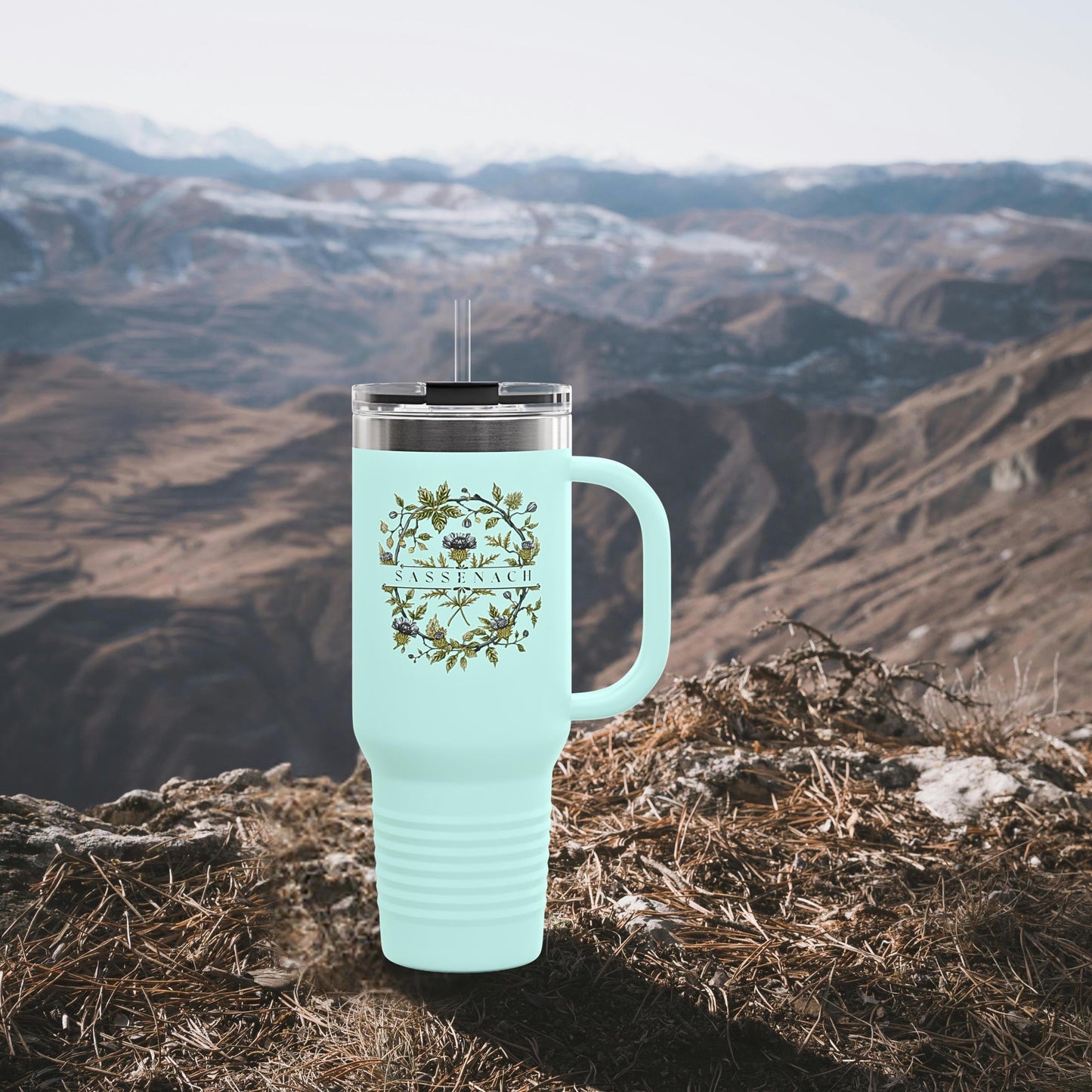 Sassenach Floral Insulated Tumbler, Scottish Highlands Mug, 40oz