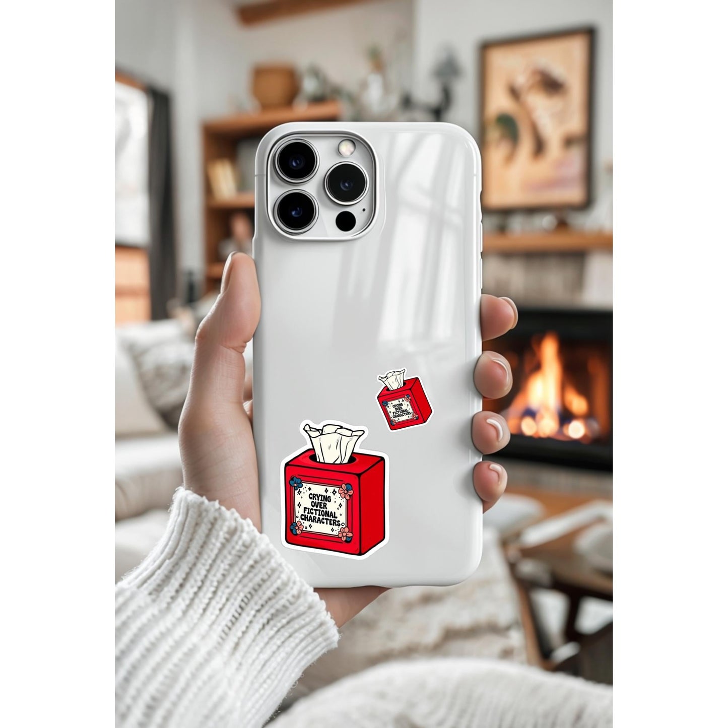 Crying Over Fictional Characters Tissue Box Sticker: Fandom Fan Vinyl Decal