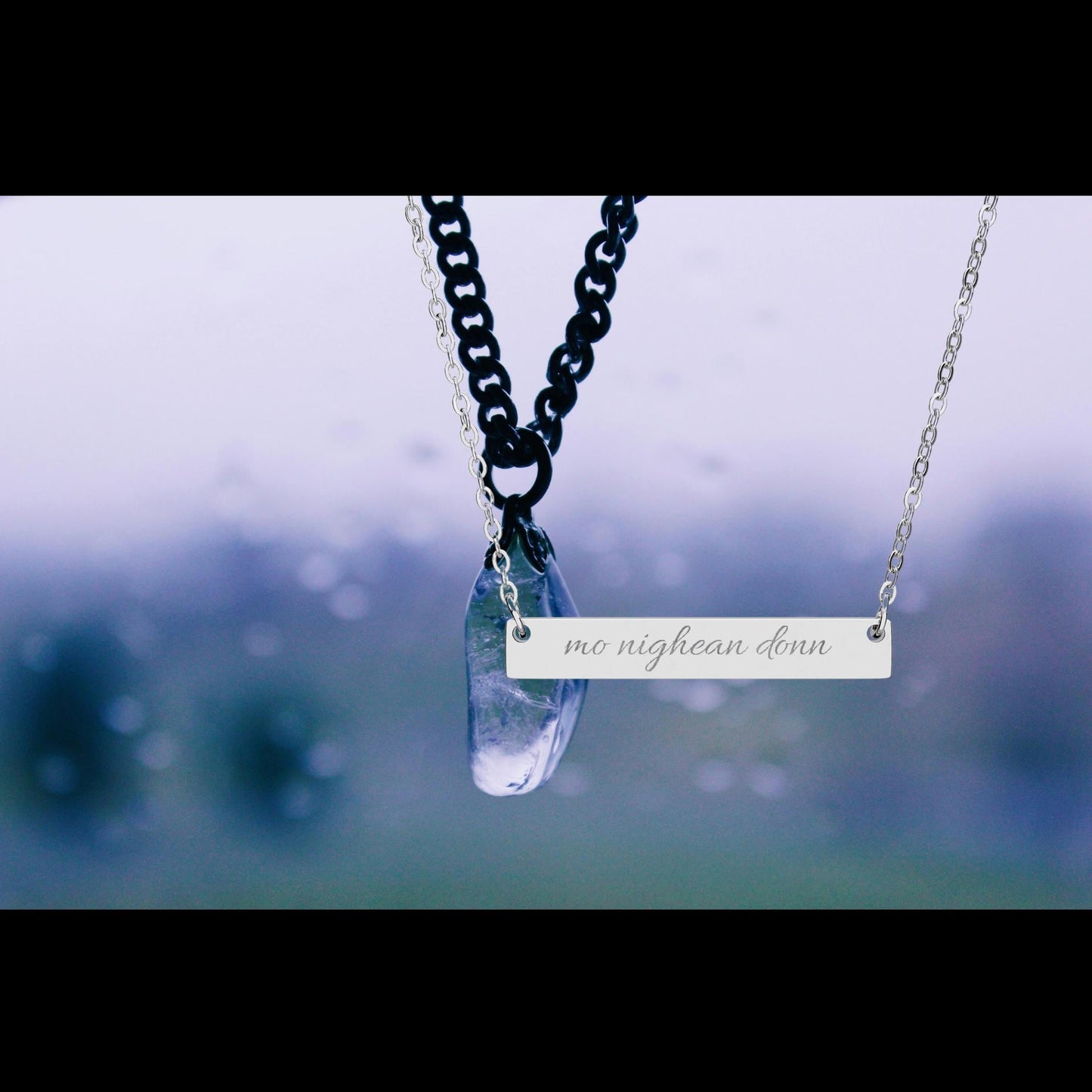 Outlander Necklace, Mo Nighean Donn Engraved Necklace Gaelic Love Quote Jewelry