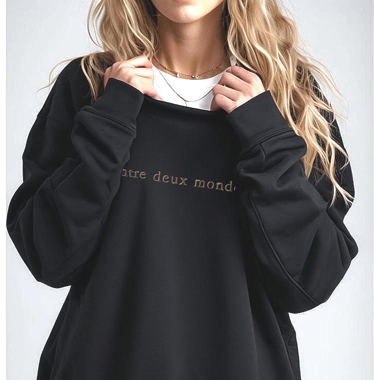 Embroidered Sweatshirt: Fantasy 'Entre Deux Mondes' Crewneck