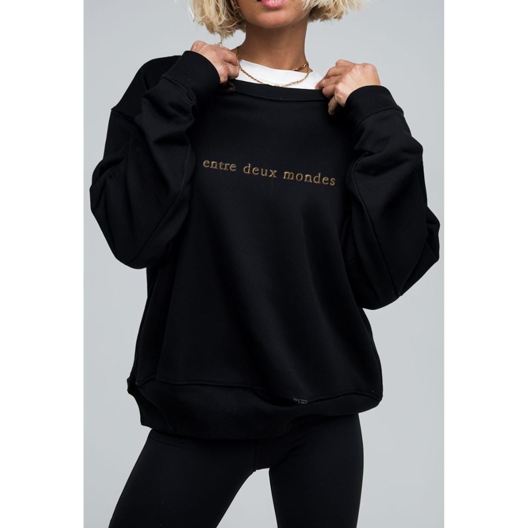 Embroidered Sweatshirt: Fantasy 'Entre Deux Mondes' Crewneck