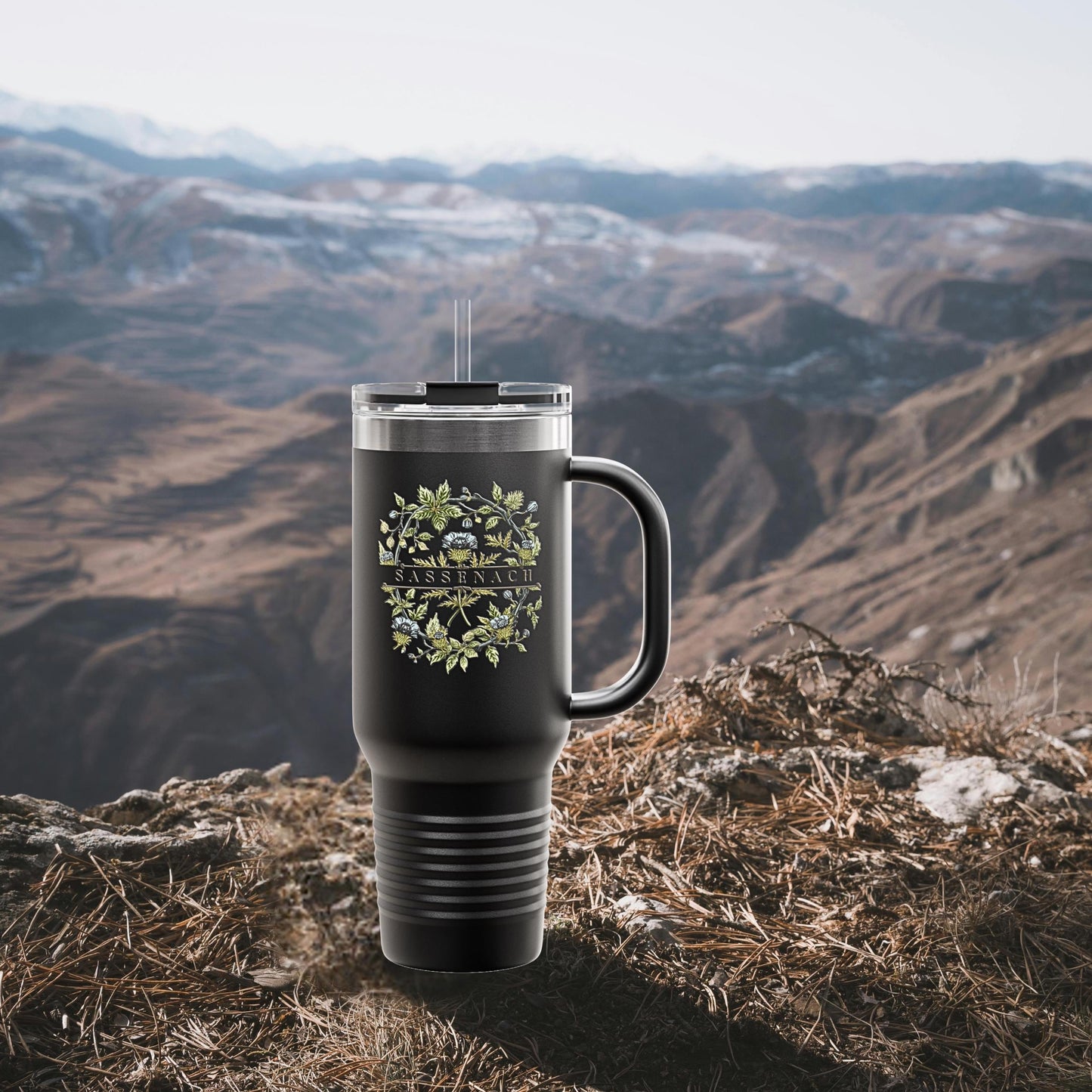Sassenach Floral Insulated Tumbler, Scottish Highlands Mug, 40oz