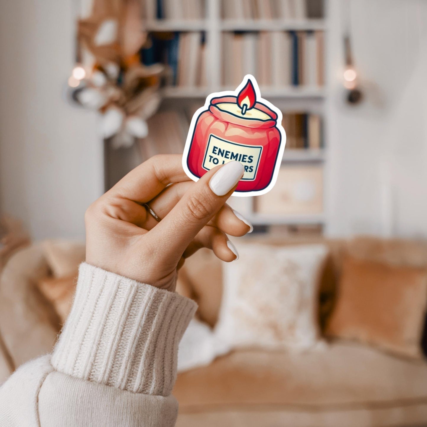 Enemies to Lovers Candle Sticker, Booktok Romance Trope Vinyl Decal