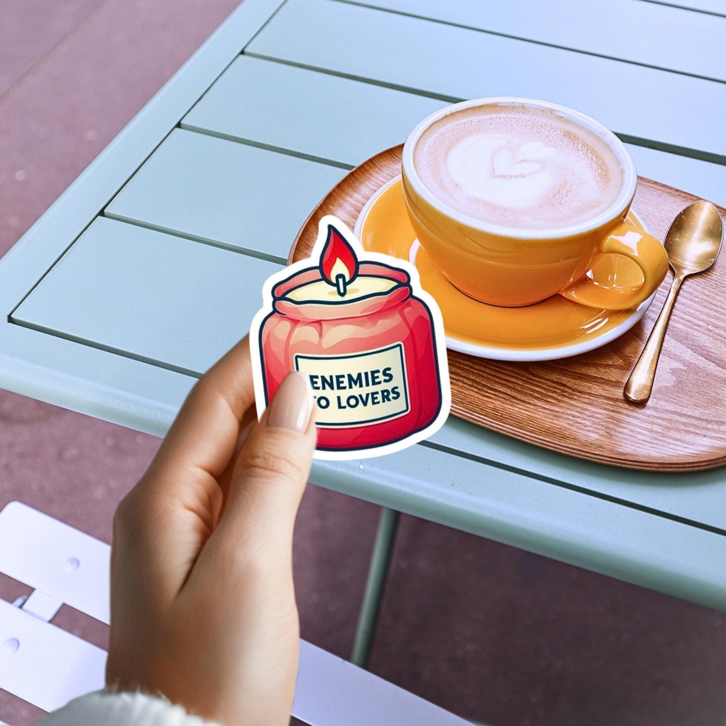 Enemies to Lovers Candle Sticker, Booktok Romance Trope Vinyl Decal