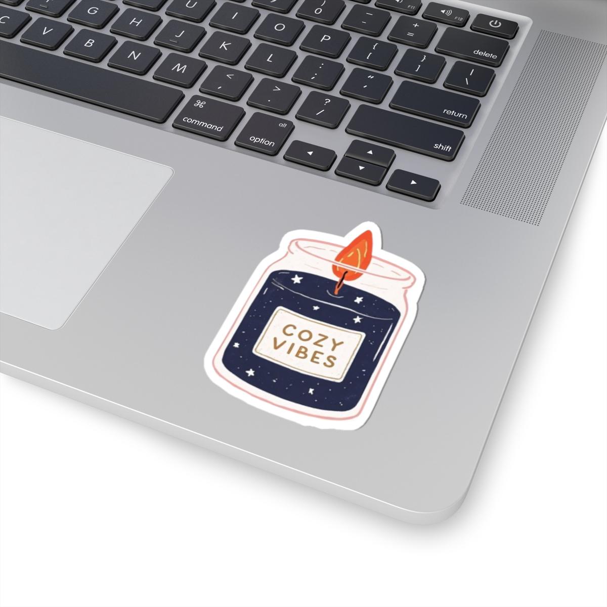 Cozy Vibes Candle Sticker, Hygge Aesthetic Vinyl Decal for Journals, Planners, Water Bottles & Laptops
