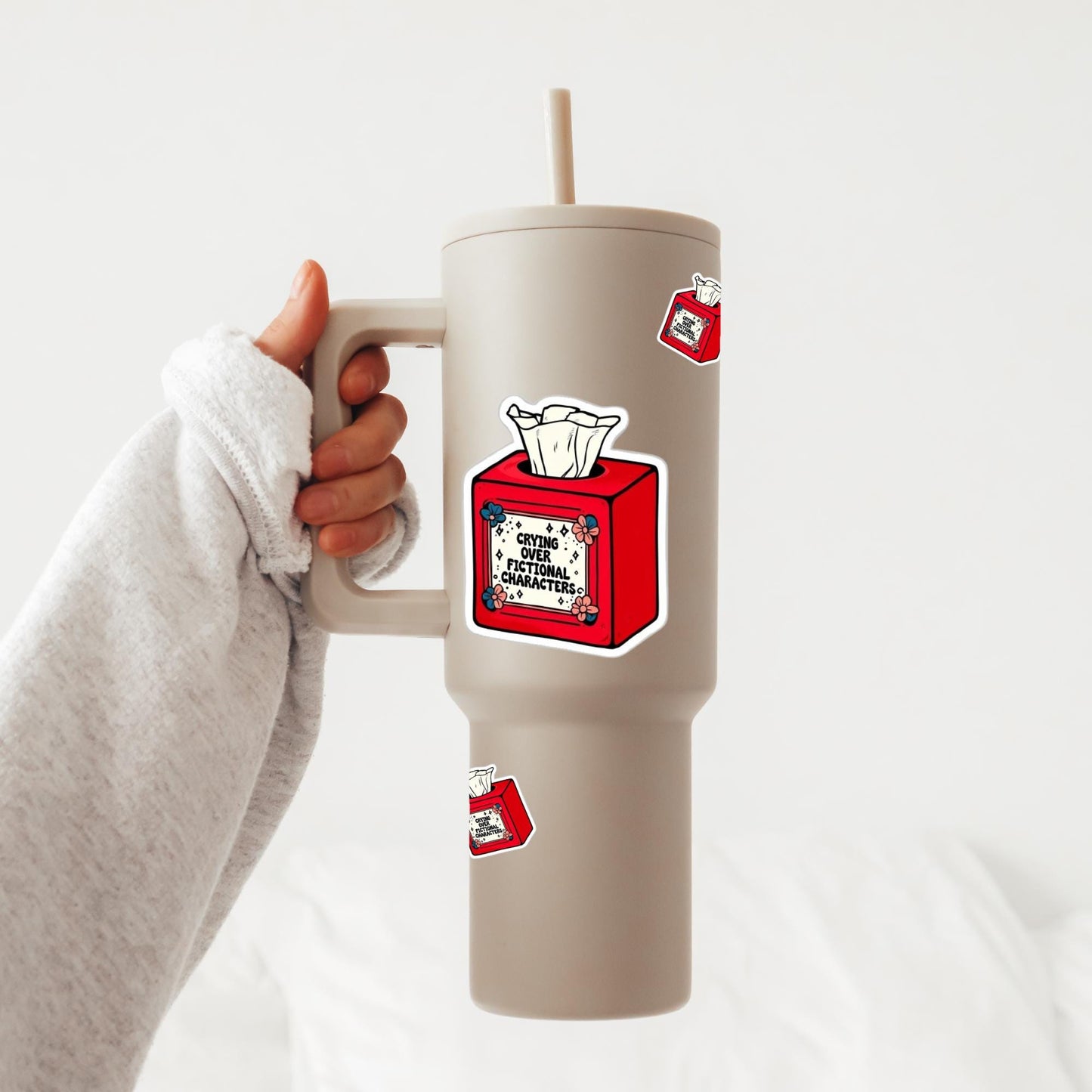 Crying Over Fictional Characters Tissue Box Sticker: Fandom Fan Vinyl Decal
