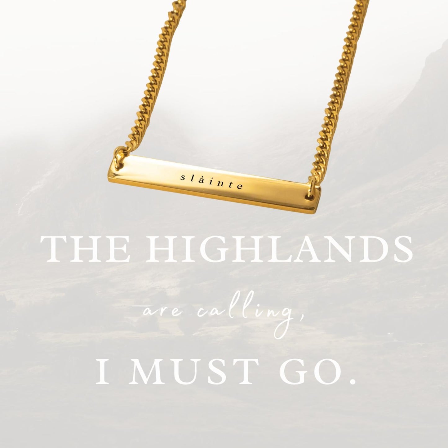 Slàinte Necklace |  Cuban Bar Chain | Customizable Celtic Jewelry