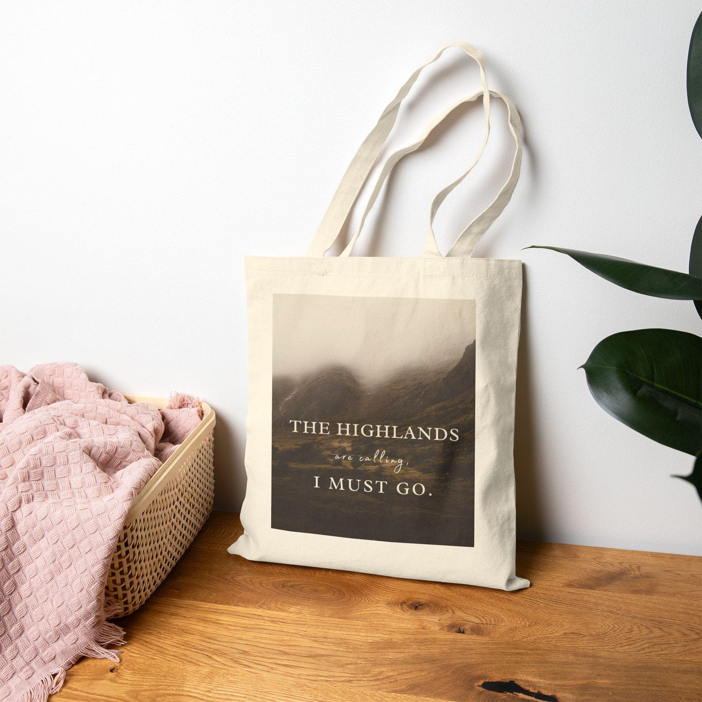 Highlands Calling Cotton Tote Bag - Dark Nature Outlander Scotland, Reusable Shopping Bag, Eco-Friendly Grocery Tote, Scottish Landscape