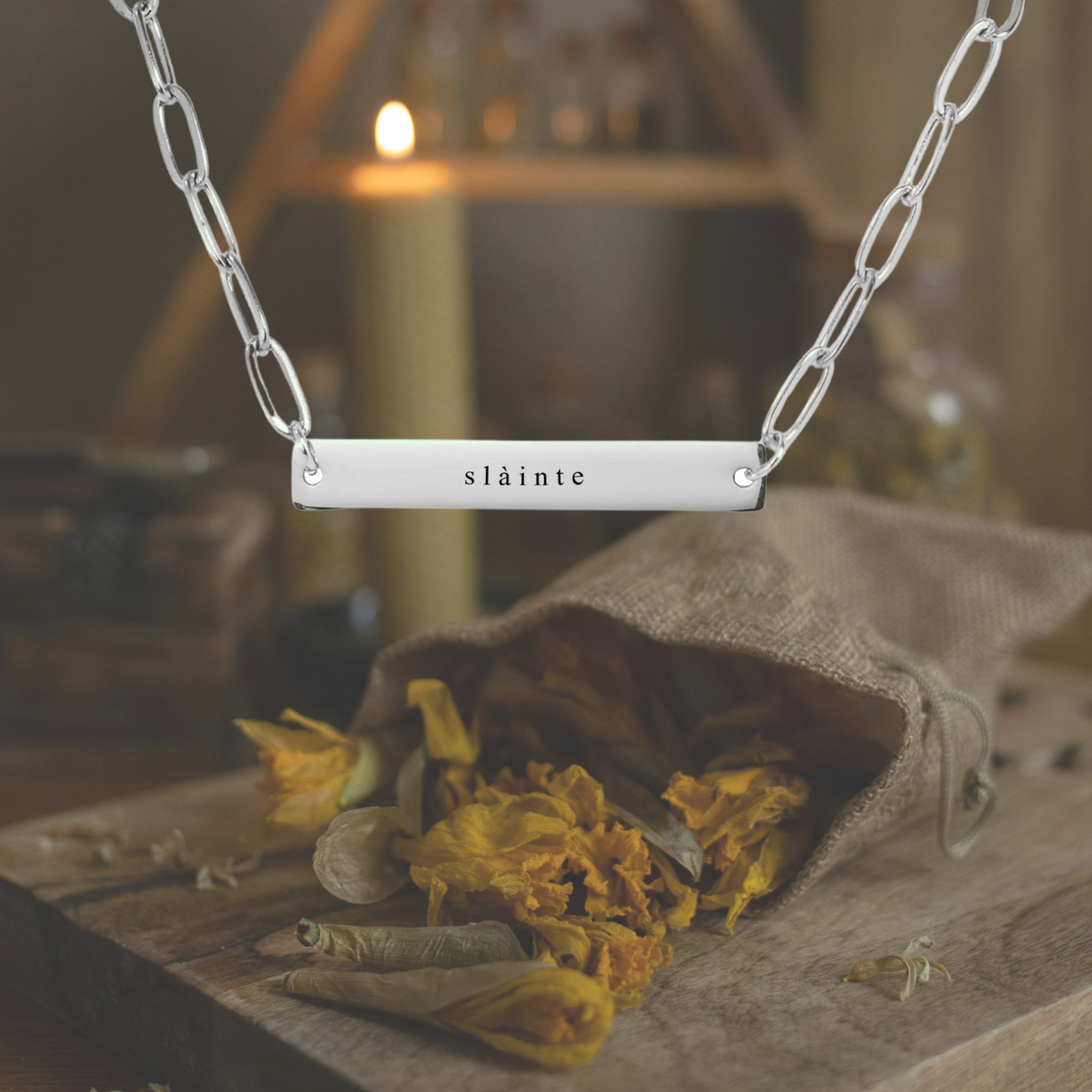 Slàinte Necklace | Paperclip Chain Pendant | Celtic & Outlander Inspired Gift