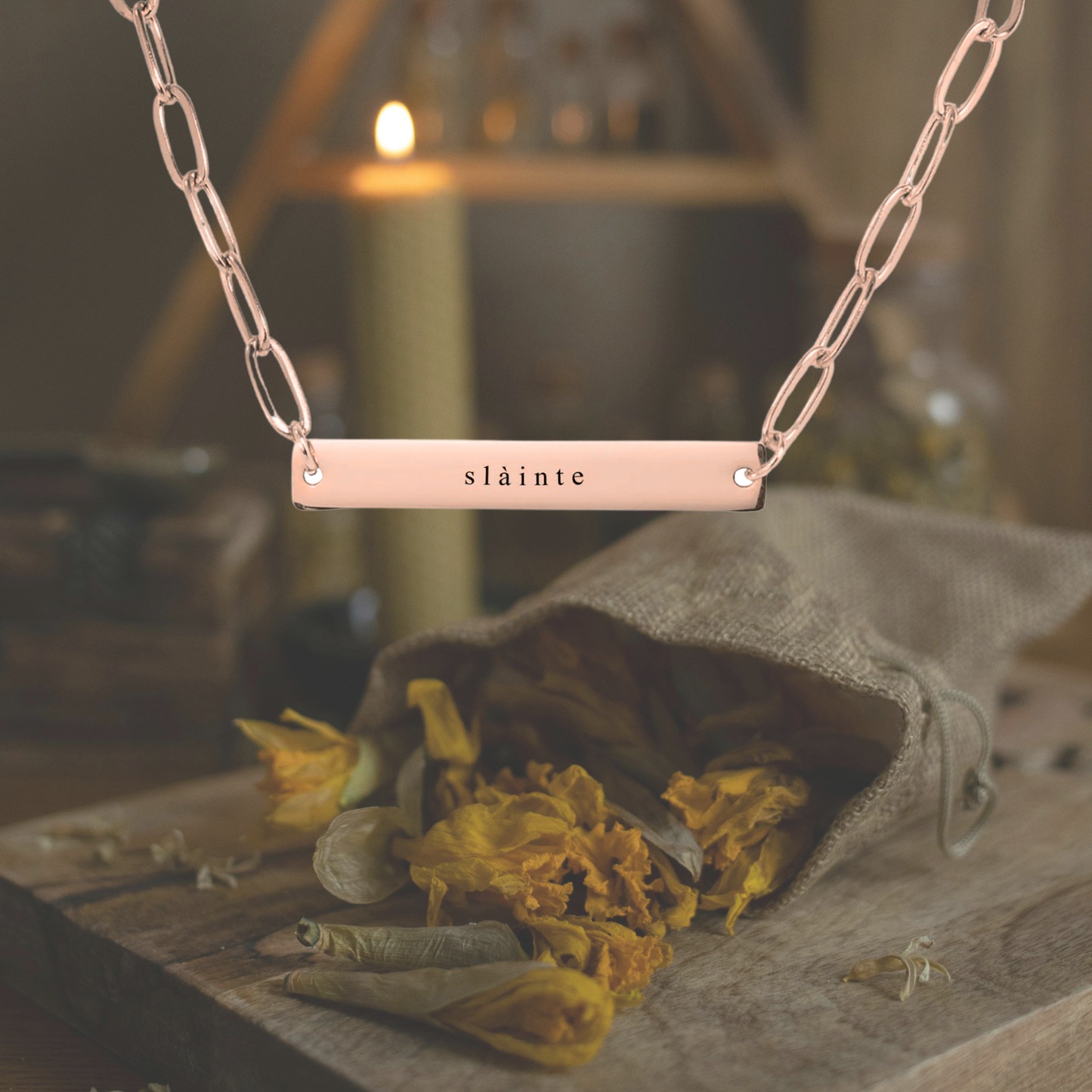 Slàinte Necklace | Paperclip Chain Pendant | Celtic & Outlander Inspired Gift